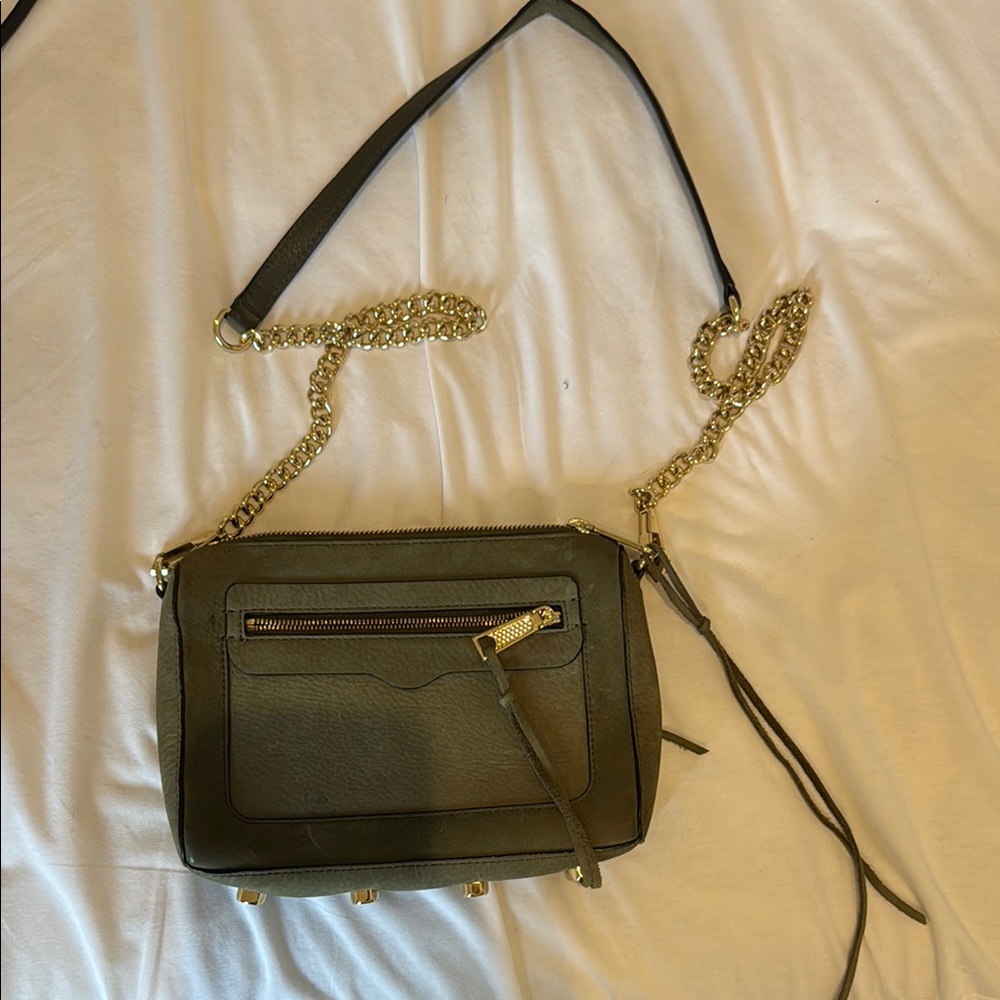 Rebecca Minkoff Green and Gold Crossbody Bag with Elegant Chain